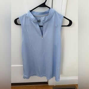 Womens Sleeveless Collarless Golf Polo Shirt with Zipper - size M